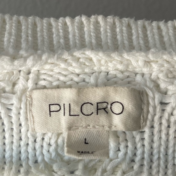 Anthropologie Pilcro Prep Twofer Off-Shoulder Cable Knit Sweater - Womens Large - Picture 6 of 9